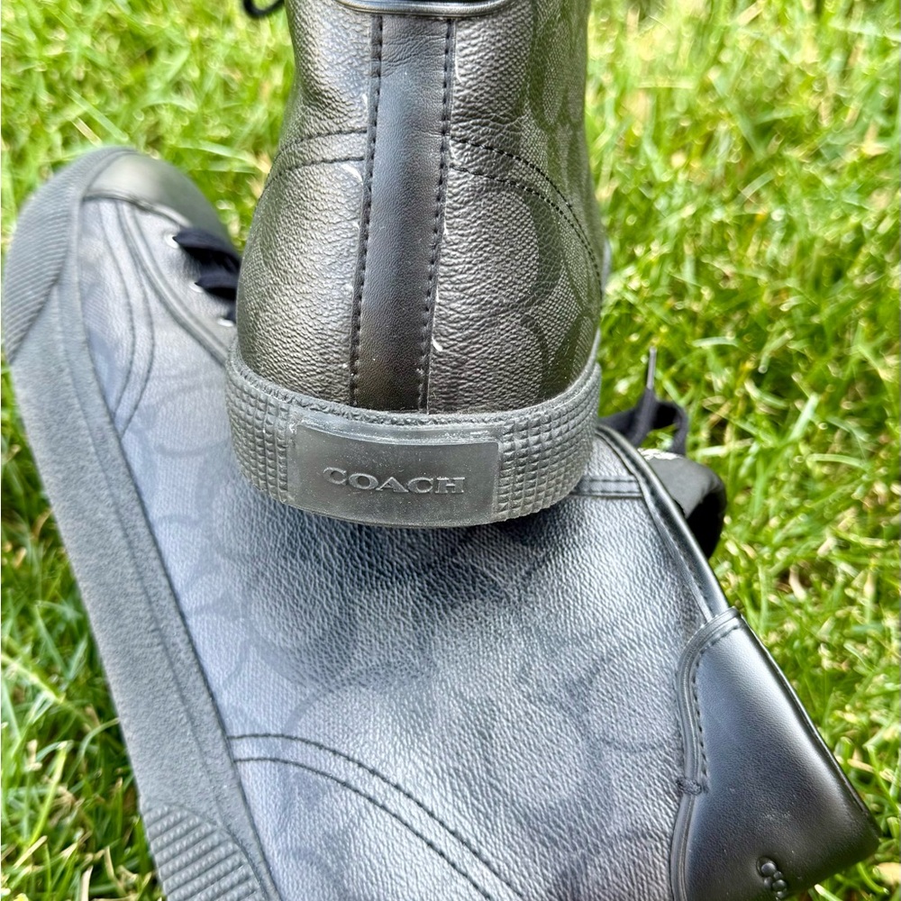 Coach Black High-Top Sneakers Sleek Leather Design/USED - Picture 8 of 9